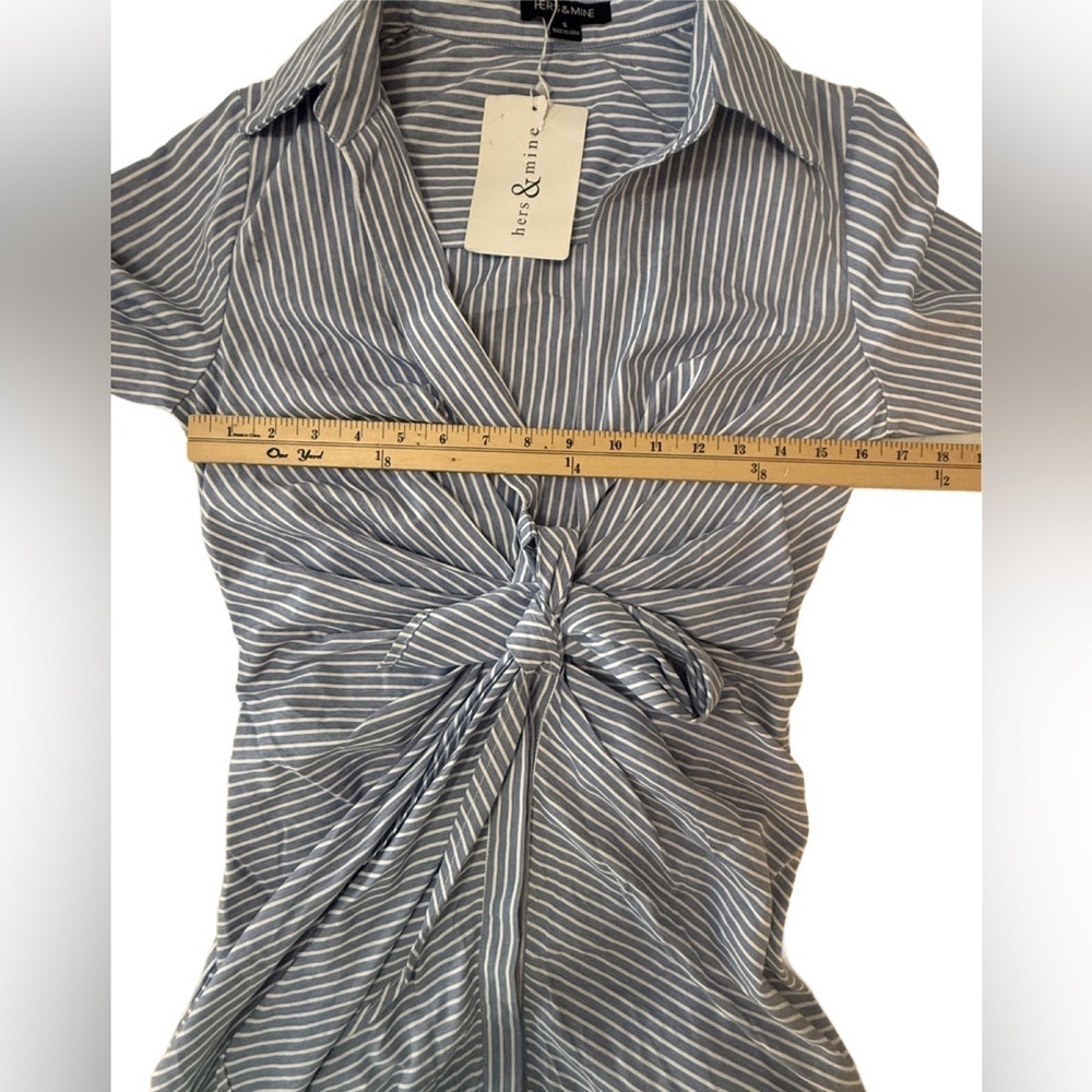 Hers & Mine Blue snd White Striped Dress, Size Small - Picture 6 of 7